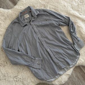 Tommy Bahama Navy and White Striped Shirt Sz xl